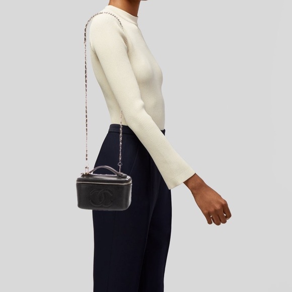 CHANEL VINTAGE Black Caviar Timeless Vanity Handbag - Picture 2 of 8